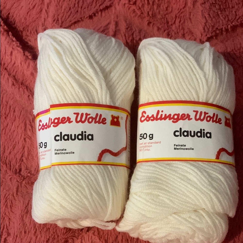 Vintage Esslinger Wolle Claudia White Yarn